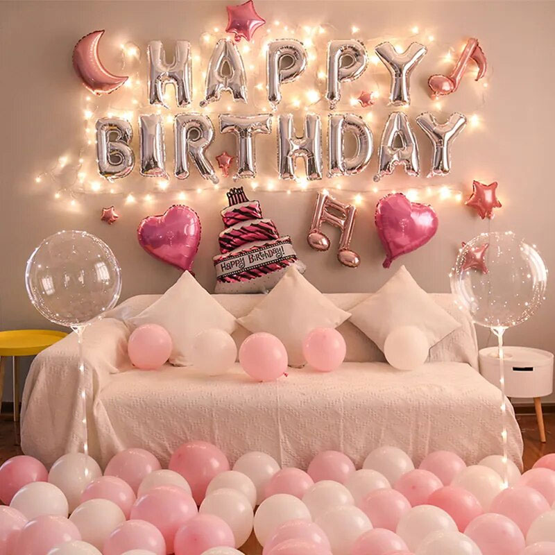 Colorful birthday balloon decoration setup in Bhiwadi